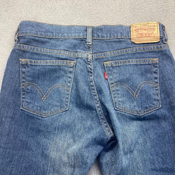 Levis 515 Jeans 6S Blue‎ Denim Superlow Bootcut Embroidered Womens 30x29 EUC - Picture 9 of 12